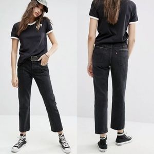Levi’s Altered Straight Jeans Black Denim Front Seam Size 25